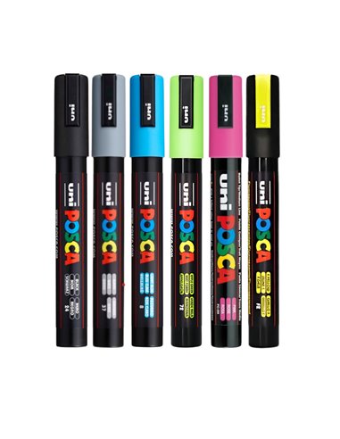 Set 6 markere UNI POSCA PC-5M, 1.8-2.5 mm, POS68