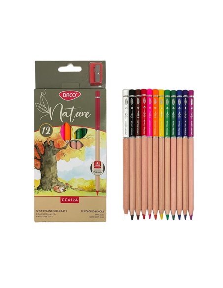 Creioane colorate Daco CC412A nature, 12 culori