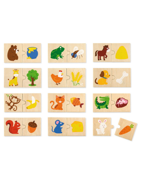 VIG51607,Ce mananca Animalele, puzzle de asociere din lemn