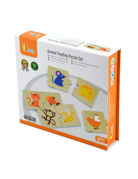 VIG51607,Ce mananca Animalele, puzzle de asociere din lemn