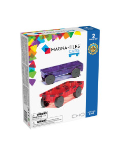 MGT-16022PR,MAGNA-TILES Extensie, 2 masinute Mov si Rosu