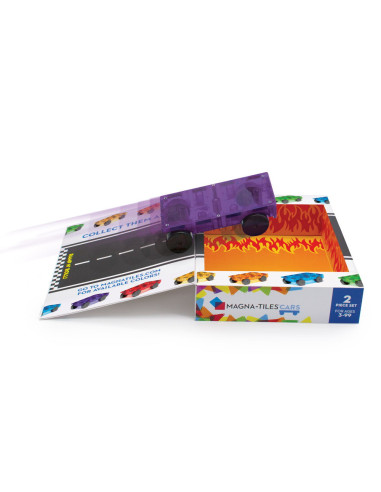 MGT-16022PR,MAGNA-TILES Extensie, 2 masinute Mov si Rosu