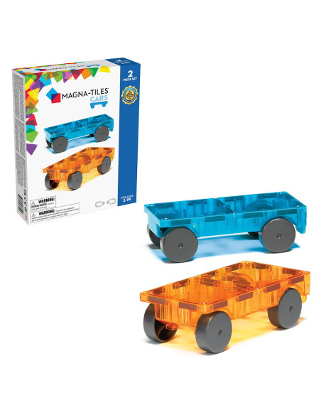 MGT-16022BO,MAGNA-TILES Extensie, 2 masinute Albastru si Portocaliu
