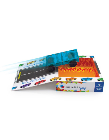 MGT-16022BO,MAGNA-TILES Extensie, 2 masinute Albastru si Portocaliu