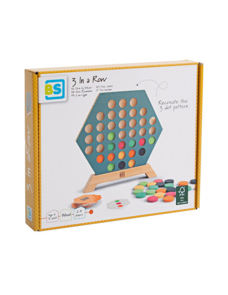 BSGA456,3 pe un rand, joc de strategie din lemn, BS Toys