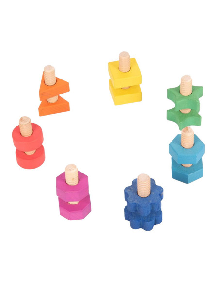 TIK-74001,Nuts & Bolts, set suruburi si piulite din lemn, 14 piese