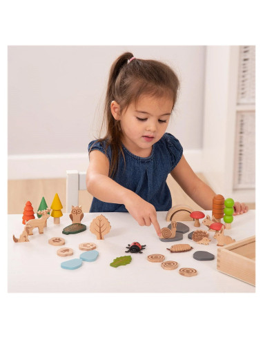 TIK-73552,Woodland, traseul din padure, set 36 piese din lemn