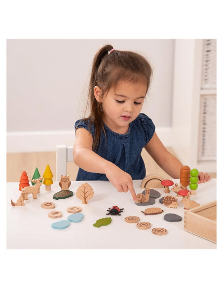 TIK-73552,Woodland, traseul din padure, set 36 piese din lemn