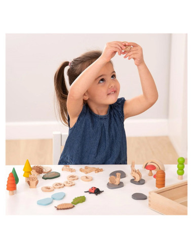 TIK-73552,Woodland, traseul din padure, set 36 piese din lemn