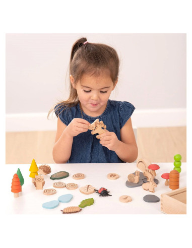 TIK-73552,Woodland, traseul din padure, set 36 piese din lemn