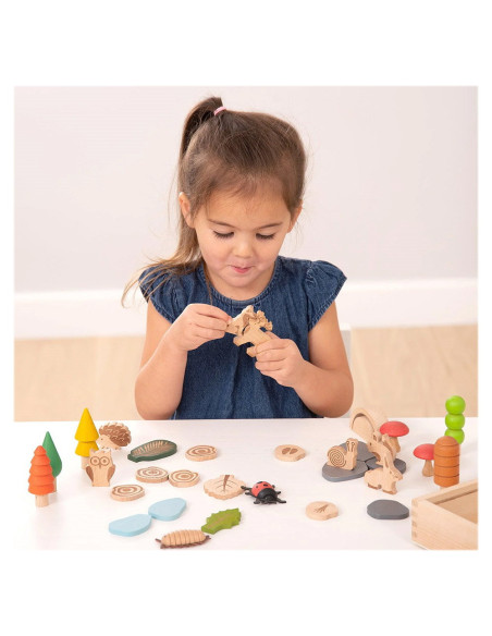 TIK-73552,Woodland, traseul din padure, set 36 piese din lemn