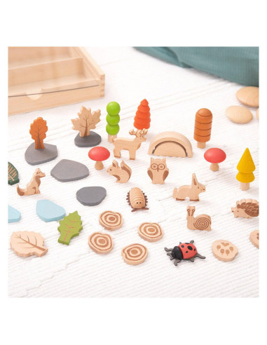 TIK-73552,Woodland, traseul din padure, set 36 piese din lemn