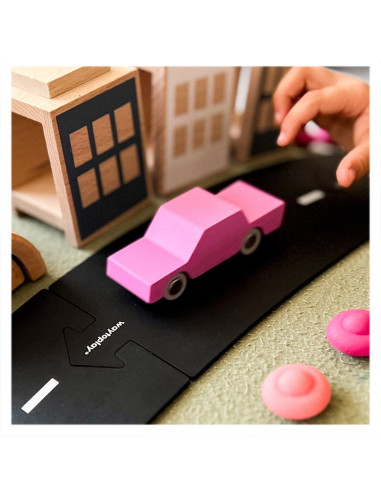 WTP-1HW-7,Masinuta handmade din lemn, Waytoplay, roz