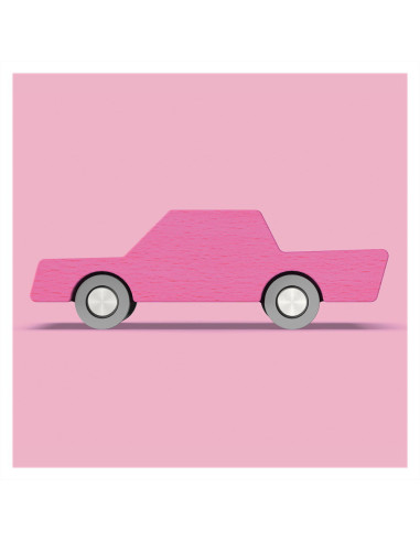 WTP-1HW-7,Masinuta handmade din lemn, Waytoplay, roz