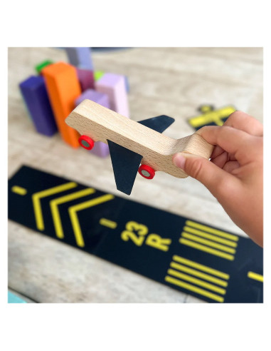 WTP-8RW1F,Runway, pista aeroport Waytoplay cu avion din lemn