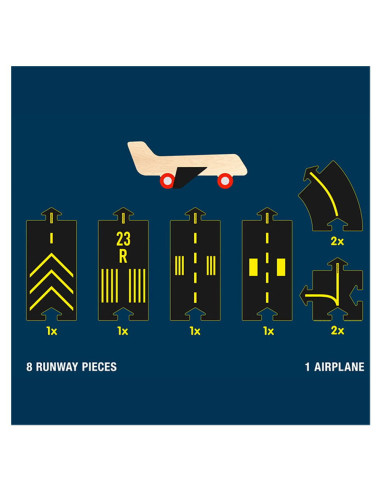 WTP-8RW1F,Runway, pista aeroport Waytoplay cu avion din lemn