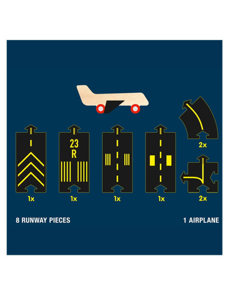 WTP-8RW1F,Runway, pista aeroport Waytoplay cu avion din lemn