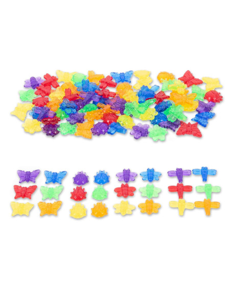 TIK-73119,Set de sortare, Insecte translucide colorate, 96 piese