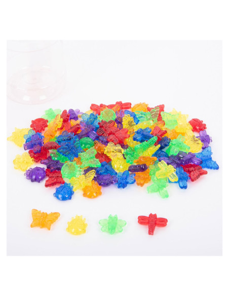 TIK-73119,Set de sortare, Insecte translucide colorate, 96 piese