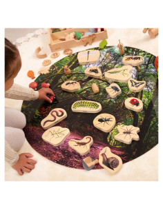 TIK-73568,Blocuri din lemn cu Insecte, 15 piese, TickiT 2