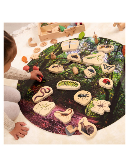 TIK-73568,Blocuri din lemn cu Insecte, 15 piese, TickiT