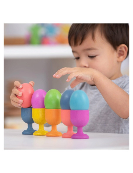 TIK-74005,Oua colorate din lemn, set 7 buc., TickiT