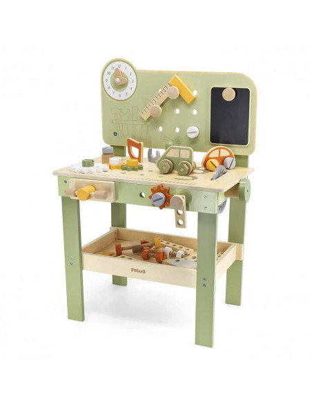 VIG8855-B,Banc de lucru din lemn cu accesorii, verde pastel
