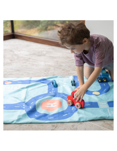 QT174028,Prosop de plaja cu traseu auto, 140 x 70 cm, Quut Toys