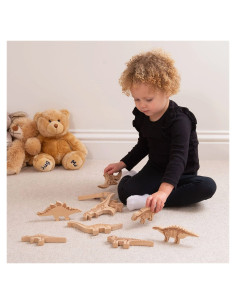 TIK-74061,Dinozauri din lemn, 10 piese, TickiT 2