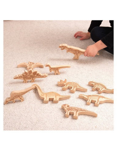 TIK-74061,Dinozauri din lemn, 10 piese, TickiT