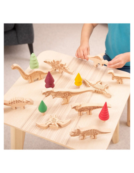 TIK-74061,Dinozauri din lemn, 10 piese, TickiT