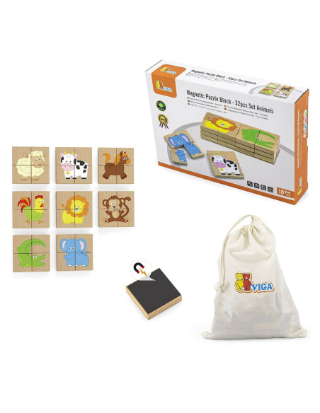 VIG50722,Puzzle magnetic din lemn, Animale