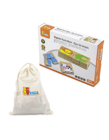 VIG50722,Puzzle magnetic din lemn, Animale