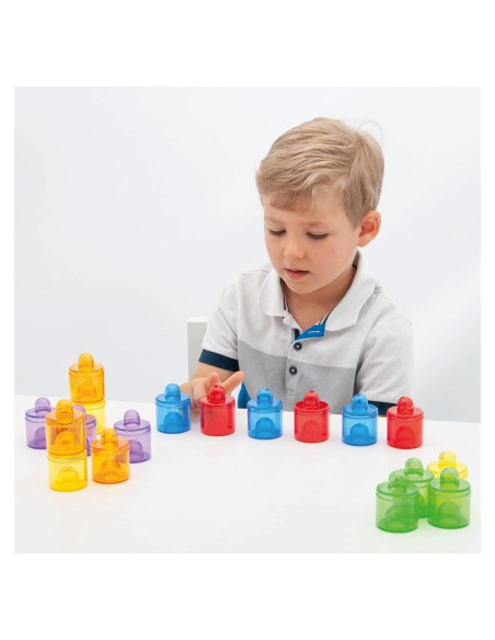 TIK-73105,Borcanele transparente colorate, set 18 buc.