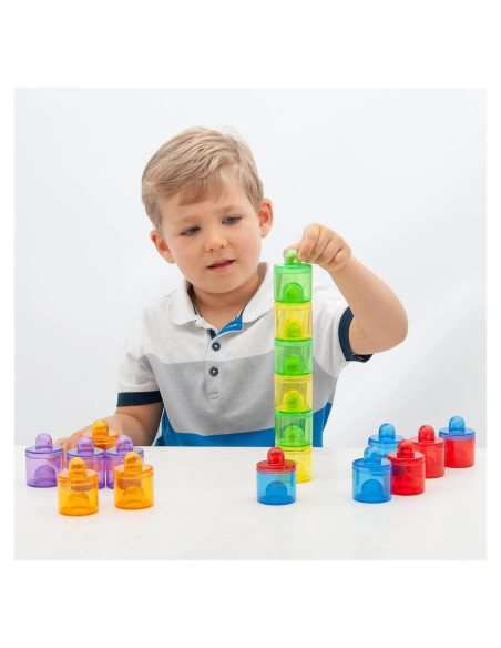 TIK-73105,Borcanele transparente colorate, set 18 buc.