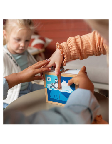 BSGA499,Puzzle cu cuburi din lemn, Animale polare