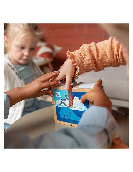 BSGA499,Puzzle cu cuburi din lemn, Animale polare