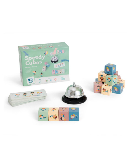 BSGA498,Joc de rapiditate cu sonerie si cuburi din lemn