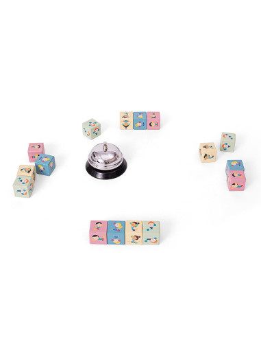 BSGA498,Joc de rapiditate cu sonerie si cuburi din lemn