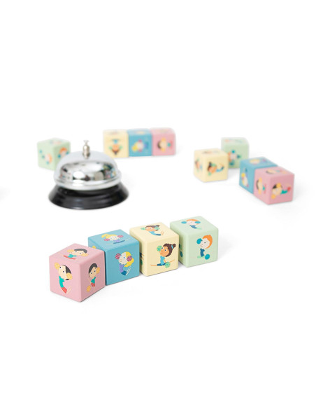 BSGA498,Joc de rapiditate cu sonerie si cuburi din lemn