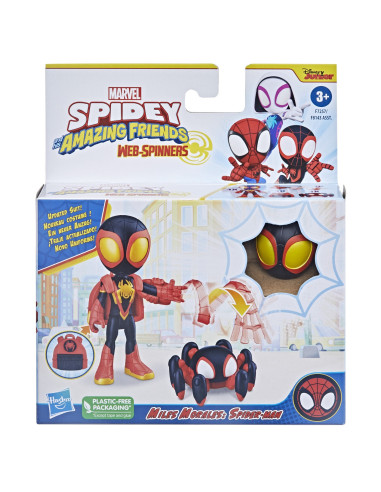 F8143_F7257,Spidey Prietenii Extraordinari Set Figurina Miles Morales Spider Man 10cm Si Accesorii