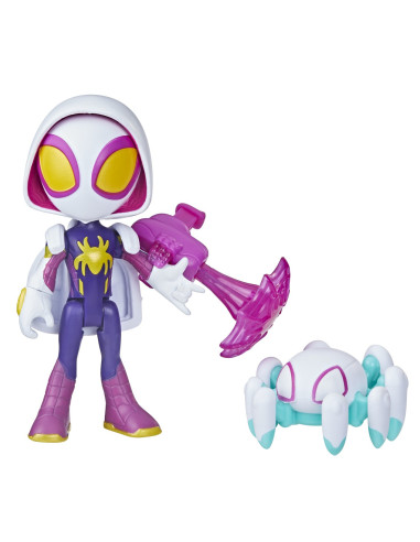 F8143_F7258,Spidey Prietenii Extraordinari Set Figurina Ghost Spider 10cm Si Accesorii