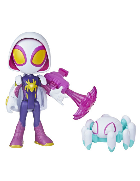 F8143_F7258,Spidey Prietenii Extraordinari Set Figurina Ghost Spider 10cm Si Accesorii