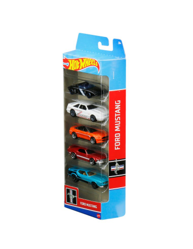 MT1806_HFV92,Set 5 Masini Hot Wheels Ford Mustang