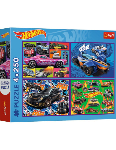 VV-13312,Puzzle Trefl 4x250 Hot Wheels Masini De Curse