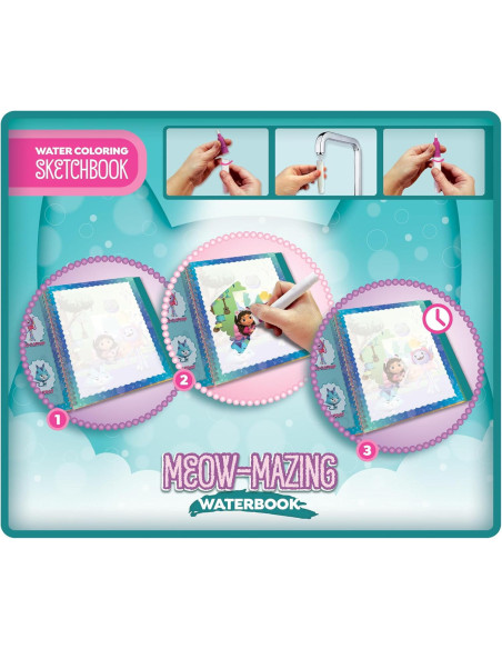 L13003,Waterbook: Carte de colorat Gabby's Dollhouse & pisicute