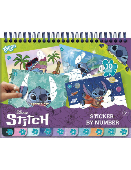 TT700123,Carte de colorat & abtibilduri cu numere - Stitch
