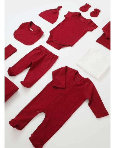 UP-BC-CSY5111,Set de 10 piese pentru nou nascut - 100% bumbac organic - Rosu, BabyCosy