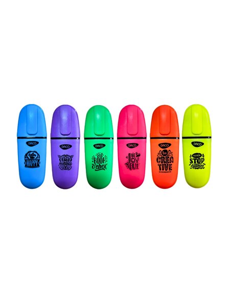 Textmarker Daco mini neon, 6 bucati/set