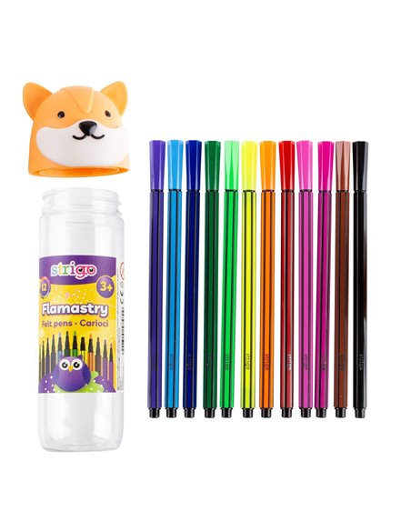 Carioci lavabile Strigo SSC287, 12 culori, Motiv vulpita